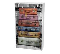 Zapatero suitcase 3 puertas con impresión y color blanco pasillo entrada estilo moderno 117x60x24 cm