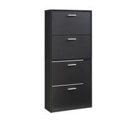 Zapatero sykkylven con 4 puertas 134x60x24 cm - negro [en.casa]
