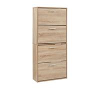 [en.casa] Armario Zapatero Sykkylven Organizador de Zapatos con 4 Puertas para 16 Pares Mueble Zapatero Estrecho para Entrada Recibidor 134 x 60 x 24 cm - Roble Sonoma