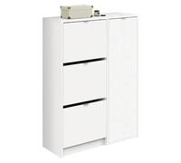 MUEBLES PITARCH | Zapatero Botero Mueble Auxiliar de Entrada, 25 Pares de Zapatos, con 3 Puertas y 2 estantes Regulables, Blanco Alto Brillo, 122x85x37cm, Modelo Trevi