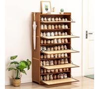 Zapatero Tumbler Armario Zapatero con Gancho, Puerta Estante de Almacenamiento de Madera de Gran Capacidad de Varios Niveles Organizador de Zapatos, Puerta de Malla