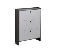 Zapatero ultrafino con puertas ocultas para almacenamiento de entrada, zapatero estrecho de 3 capas para sala de estar, color gris (tamaño: 60 x 17 x 118 cm)