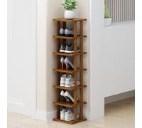 Zapatero vertical compacto de bambú para espacios pequeños, almacenamiento apilable para armario, entrada, pasillo y dormitorio, solución de almacenamiento de zapatos para ahorrar espacio