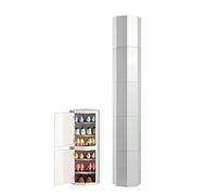 Zapatero vertical con diseño giratorio, armario de almacenamiento portátil para dormitorio y pasillo, moderno y simple, redondo, 35 cm de diámetro, color blanco