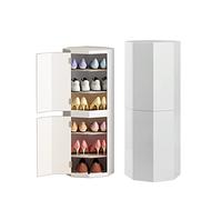Zapatero vertical con puerta para almacenamiento en la entrada, zapatero portátil blanco para dormitorio y pasillo, organizador de zapatos redondo con diseño giratorio (35 cm de diámetro)