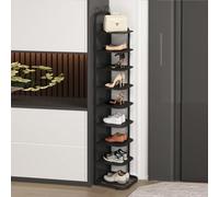 Zapatero vertical de 10 niveles para espacios pequeños, torre de zapatos alta y delgada para entrada, estante de zapatos que ahorra espacio (color: negro, tamaño: 9 niveles)