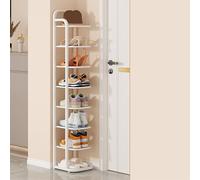 Zapatero vertical estrecho, ahorra espacio para áreas pequeñas, almacenamiento de gran capacidad para pasillo, dormitorio, sala de estar, color blanco (112 cm)