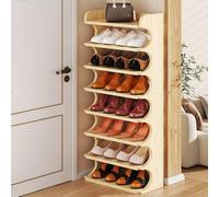 Zapatero vertical estrecho de 6/8 niveles, torre de almacenamiento independiente para botas, tenis y tacones, entrada y pasillo, color marrón claro (122 x 46 cm), solución para ahorrar espacio