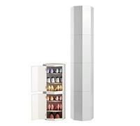 Zapatero vertical giratorio blanco moderno con armario de almacenamiento portátil para dormitorio y pasillo, 35 cm de diámetro