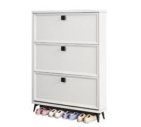 Zapatero vertical moderno para entrada, diseño simple de madera blanca para pasillo, disponible en color verde/gris, solución de almacenamiento que ahorra espacio