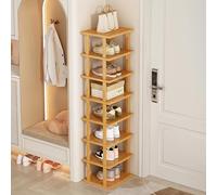 Zapatero vertical, organizador estrecho de 5/7/8 niveles para espacios pequeños, elegante soporte de almacenamiento de zapatos de madera para puerta de esquina de entrada, torre de estante que ahorra