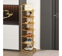 Zapatero vertical organizador para espacios pequeños, zapatero de 10 niveles para entrada, estante delgado para zapatos, torre en oro (7 niveles)