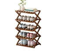 Zapatero vertical plegable de bambú, no requiere montaje, estante multinivel de 5 niveles para entrada, dormitorio, espacios pequeños (50 cm)