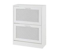 Zapatero vesilahti con 2 puertas abatibles para 8 pares 80x60x24 cm - blanco [en.casa]