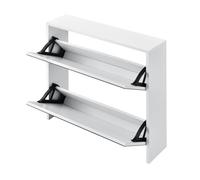 [en.casa] Zapatero con Espejo 67 x 63 x 17cm con 2 Compartimentos de Almacenamiento Mueble Zapatero Organizador de Zapatos Blanco