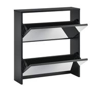 Zapatero vogar con espejo para 6 pares de zapatos aglomerado 67 x 63 x 17cm negro [en.casa]