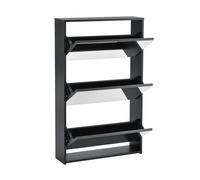 [en.casa] Zapatero con Espejo 102,5 x 63 x 17cm con 3 Compartimentos de Almacenamiento Mueble Zapatero Organizador de Zapatos Negro