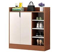 Zapateros con 4 estantes, gabinete de almacenamiento de oficina con 2 puertas, color blanco, ahorro de espacio, fácil de montar (color: marrón, tamaño: 80 30 80 cm)