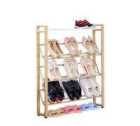 Zapateros independientes Zapatero estrecho, organizador de zapatos 4 niveles con estante madera blanca, almacenamiento metal dorado que ahorra espacio for entrada, pasillo, sala estar(100*17*98cm)