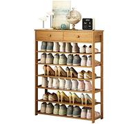 Zapateros para ahorrar espacio, zapatero de madera maciza, multifuncional, multicapa, simple, moderno, para la entrada, pasillo, puerta, ahorro de espacio, fácil de montar (color: nogal, tamaño: 90