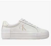 Calvin Klein Zapatillas Sneaker Vulcanizadas Mujer Flatform Low de Piel, Blanco (Bright White/Creamy White), 40 EU