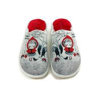 ZAPATILLA DE CASA MUJER MICROPORO CAPERUCITA GRIS-ROJO GARZÓN - 39, Gris