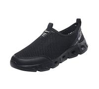 Zapatilla de deporte Without Tying Shoelace For Men Walkingschuhe Turnschuhe Atmungsaktiv StraßEnlaufschuhe üBergrößE Traillaufschuhe StoßDäMpfung Und RüCkprall Fitnessschuhe Outdoor-Sport, Negro
