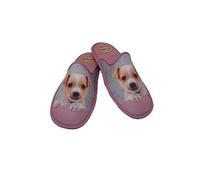 Zapatilla de Estar por casa/Mujer/Niños/Biorelax/Dibujo Perrito/Empeine: Tejido Janeiro/Color Malva/Suela de Goma Antideslizante/Cámara de Aire/Talla 39