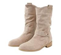 Zapatilla de gamuza para mujer - Botines con relleno para mujer, comodidad, botines de nieve flexibles, botas elegantes y elegantes, zapatos casuales, antideslizantes, botas altas térmicas, beige, 45