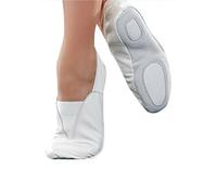 Zapatilla de piel para gimnasia artística, rítmica, yoga, pilates, karate, combate (30, blanco)