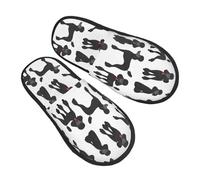 Zapatilla Interior Caniche Negro En Acción Sin Costuras Zapatillas De Casa Retro Cálido Pantuflas Cómodo Invierno Cálido Zapatos Para Winter Dormitorio Viaje L