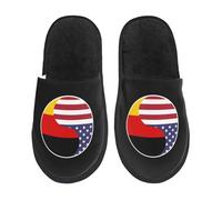 Zapatilla Interior Combinación De Las Banderas Del Yin Y El Yang De Estados Unidos Y Alemania Zapatillas De Casa Unisex Zapatillas De Estar Antideslizantes Invierno Cálido Zapatos Para Viaje L