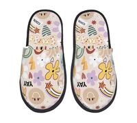 Zapatilla Interior Flores Arcoíris Símbolo De La Paz Cálido Pantuflas Antideslizantes Zapatillas De Estar Cómoda Zapatillas De Casa Para Viaje Hotel Dormitorio L