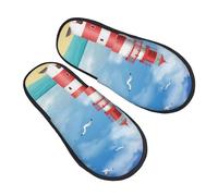Zapatilla Interior Gaviota Y Estrella De Mar Del Faro Zapatillas De Estar Suaves Zapatillas De Casa Unisex Cálido Pantuflas Para Hotel Dormitorio Viaje L