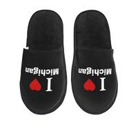 Zapatilla Interior Me Encanta Michigan Invierno Cálido Zapatos Antideslizantes Zapatillas De Casa Cómoda Cálido Pantuflas Para Dormitorio Hotel Viaje M
