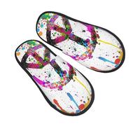 Zapatilla Interior Símbolo De La Paz Zapatillas De Casa Antideslizantes Invierno Cálido Zapatos Cómoda Cálido Pantuflas Para Hotel Dormitorio Viaje L