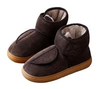 Zapatilla Invierno Forrado Cálida Botas para Mujer Hombre Diabéticos Casa Zapatos Ajustables Pantuflas para Ancianos Men Brown 38