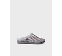 Zapatilla tipo zueco para mujer en fieltro y pelo sintético en Crudo | MALU-OD 42 GRIS