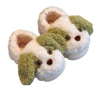 Zapatillas acogedoras con forma de perro para niños como modelos cálidos de invierno y otoño, verde, 33.5 EU