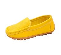 Zapatillas altas forradas para niños pequeños niños pequeños niños niñas suave deslizamiento en mocasines vestido zapatos planos zapatos de barco zapatos casuales zapatos de interior niño 34, amarillo