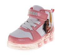 Zapatillas altas para niñas con luces LED de Disney Princess Moana Minnie Frozen Stitch Paw Patrol (tallas: 6-10 niños pequeños/11-12 niños pequeños), Coral Blanco (Coral White), 26 EU