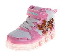 Zapatillas altas para niñas con luces LED de Disney Princess Moana Minnie Frozen Stitch Paw Patrol (tallas: 6-10 niños pequeños/11-12 niños pequeños), Paw Patrol - Rosa Blanco, 26 EU