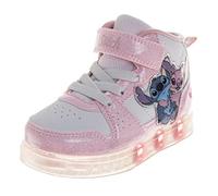 Zapatillas altas para niñas con luces LED de Disney Princess Moana Minnie Frozen Stitch Paw Patrol (tallas: 6-10 niños pequeños/11-12 niños pequeños), Stitch & Angel - Rosa Blanco, 12 Little Kid