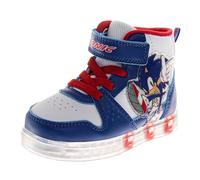 Zapatillas altas para niños con luces LED de la Patrulla Canina, Spiderman, Monster Jam Sonic (talla: 6-10 niños pequeños/11-12 niños pequeños), Sonic - Azul Blanco, 25 EU