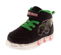 Zapatillas altas para niños con luces LED de la Patrulla Canina, Spiderman, Monster Jam Sonic (talla: 6-10 niños pequeños/11-12 niños pequeños), Monster Jam - Negro Verde, 26 EU