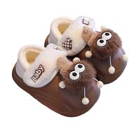 Zapatillas Andar por Casa Niño - Pantuflas De Invierno para Niña Y Niño con Forro Polar Desmontable Y Tira Trasera Ideales para Interiores Y Es Aptas para Niños De 25 A 12 Años (Brown 28 Little Kids)