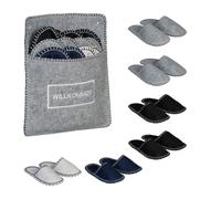 Relaxdays Bolsa Zapatillas Andar por Casa, Zapatos Invitados, 6 Pares, Talla 36-45, Pantufla Antideslizante, Multicolor