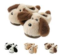 Zapatillas Animales Mujer Antideslizante Zapatos De Piso Suave Patrón De Cabeza De Perro De Dibujos Animados Patrón Animal Lindo Zapatillas De Felpa Hogar Interior E Invierno Zapatillas 36-44, 01