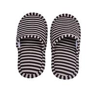 Zapatillas plegables antideslizantes, para viaje, casa, hotel, vuelo e interior/exterior ¨C Talla 34-42 EU (Color: Coffee Stripes, 34-36 EU)