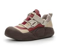 Zapatillas Atléticas Ligeras Mujer Malla Transpirable y Piel de Vaca Superior Cordones Sneakers con Tacón Grueso para Gimnasio y Looks de Fin de Semana,Rojo,42 EU